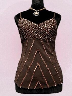 ⋆౨ৎ˚⟡˖ chocolate sequin mesh cami ⋆౨ৎ˚⟡˖